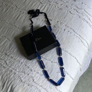 J Crew Navy Ribbon Necklace